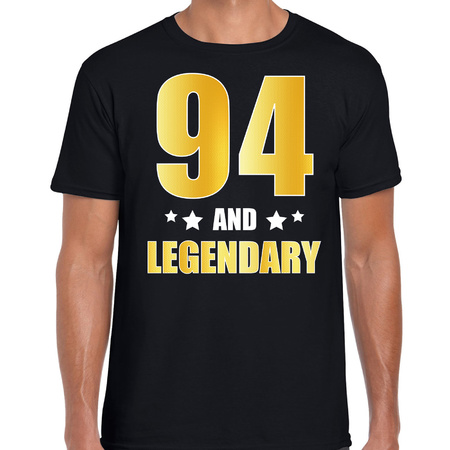94 and legendary verjaardag cadeau t-shirt goud 94 jaar zwart voor heren