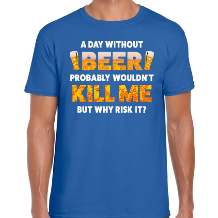 A day Without Beer drank fun t-shirt blauw voor heren