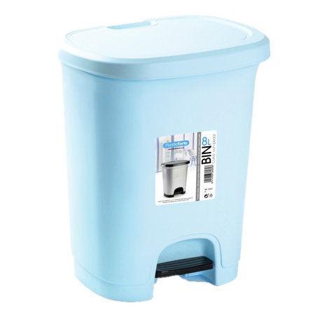 Blue waste bins/garbage bins 8 liters with lid and pedal