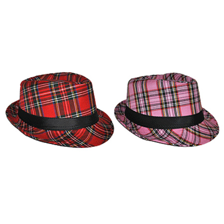 Carnaval Schotse ruit thema verkleed set - hoedje en bretels - rood tartan - heren