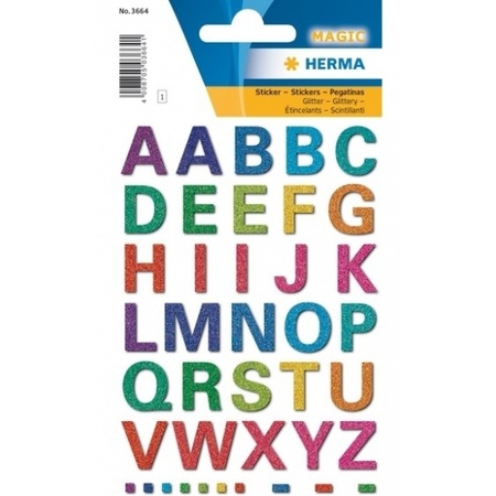 Alphabet sheets with 42x Letter stickers colored 1,5 cm