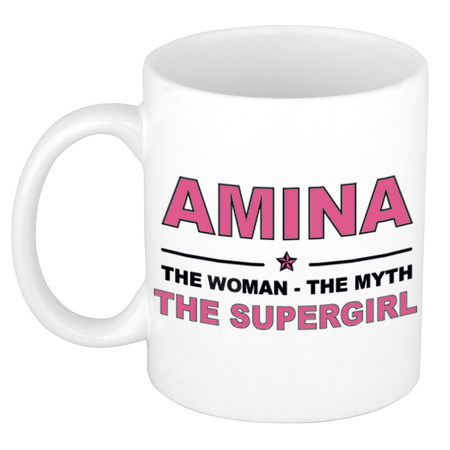 Amina The woman, The myth the supergirl cadeau koffie mok / thee beker 300 ml