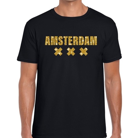 Amsterdam gold glitter t-shirt black men