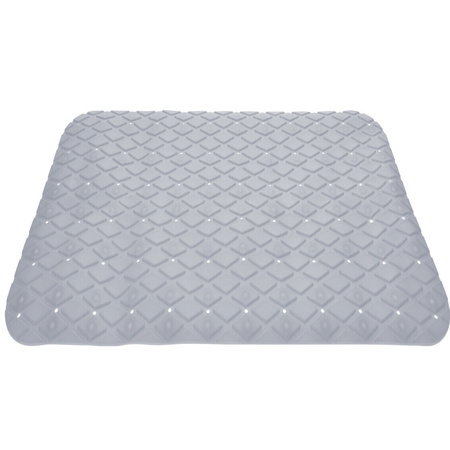 light grey non slip bath mat 55 x 55 cm square
