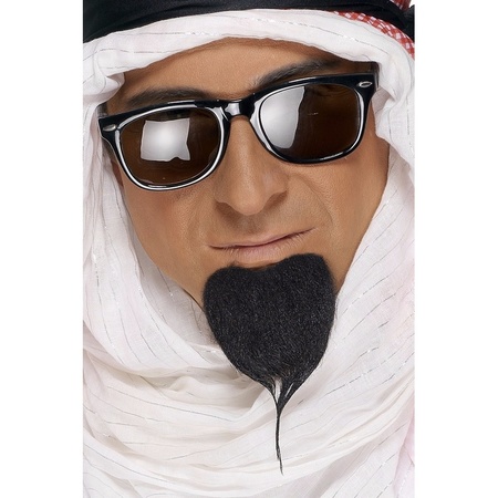 Carnaval verkleed hoed voor een Arabier/Sjeik - hoofddoek wit - heren- met zwart baardje
