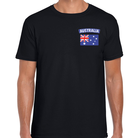 Australia t-shirt met vlag Australie zwart op borst voor heren
