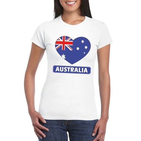 Australie hart vlag t-shirt wit dames