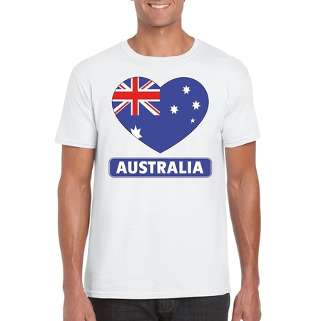 Australie hart vlag t-shirt wit heren