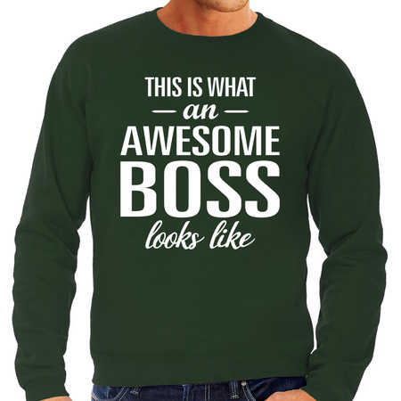 Awesome Boss / baas cadeau sweater groen heren 