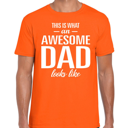 Awesome Dad cadeau t-shirt oranje heren - Vaderdag  cadeau