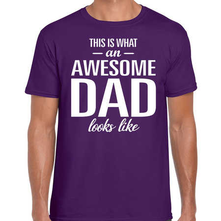 Awesome Dad cadeau t-shirt paars heren - Vaderdag  cadeau