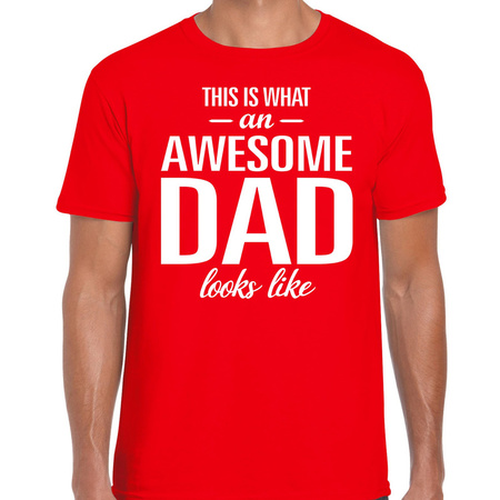 Awesome Dad cadeau t-shirt rood heren - Vaderdag  cadeau