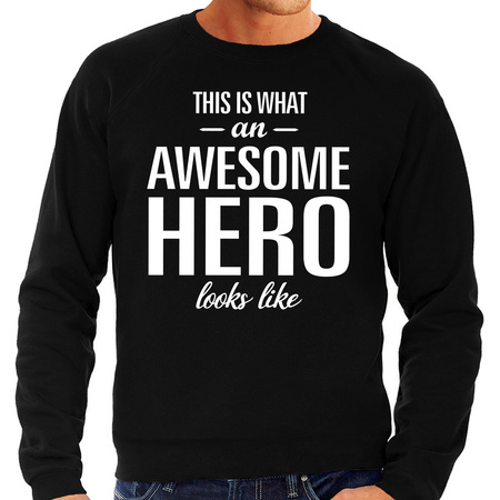 Awesome hero / held cadeau sweater / trui zwart voor heren