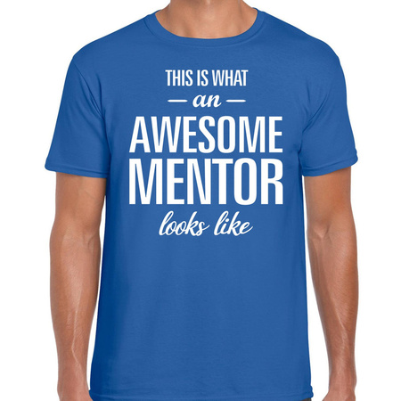 Awesome mentor cadeau t-shirt blauw voor heren
