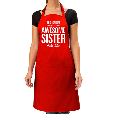 Awesome sister bbq apron red for women 