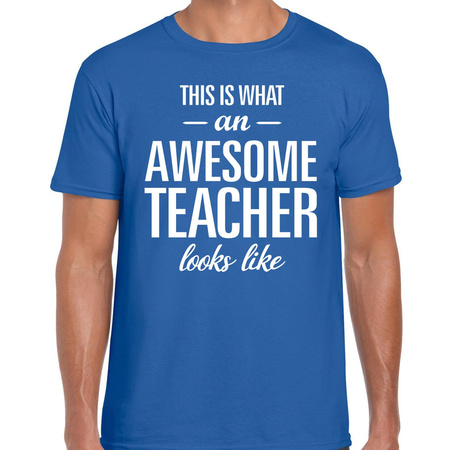 Awesome Teacher cadeau meesterdag t-shirt blauw heren