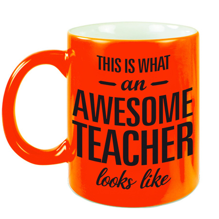 Awesome teacher neon orange mug 330 ml