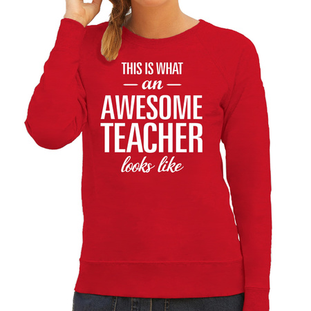 Awesome teacher / lerares cadeau sweater / trui rood dames