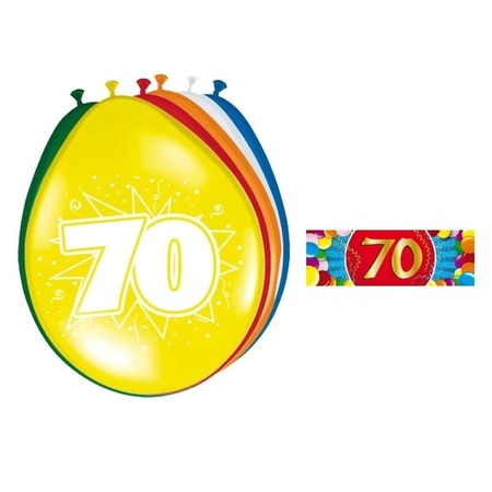 Ballonnen 70 jaar van 30 cm 16 stuks + gratis sticker