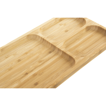 Bamboe houten 3-vaks serveerplank/serveerbord 39 x 16 x 2 cm