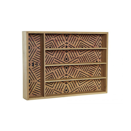 Bamboe houten bestekbak/lade met patroontje in de vakjes 35.5 x 25.5 x 5 cm