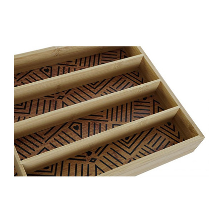 Bamboe houten bestekbak/lade met patroontje in de vakjes 35.5 x 25.5 x 5 cm