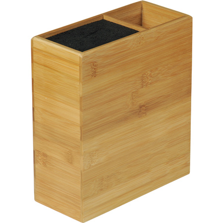 Bamboe houten messenblok universeel 9 x 20 x 24 cm met keukengerei houder