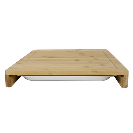Bamboo cutting board with plastic tray - 38 x 26 cm