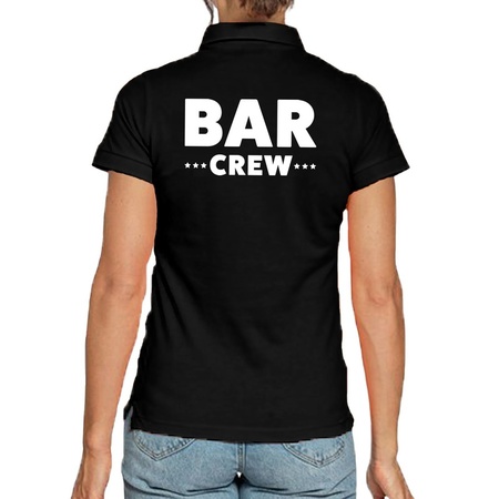 Bar crew / personeel tekst polo shirt zwart voor dames