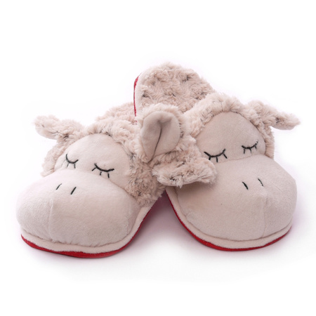 Beige sheep/lamb slip on slippers for children