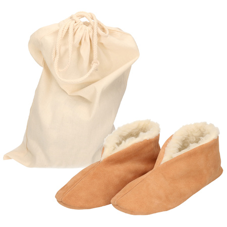 Beige Spanish slippers of genuine leather / suede for kids size 24 with storage bag