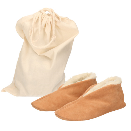 Beige Spanish slippers of genuine leather / suede for kids size 34 with storage bag