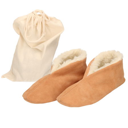 Beige Spanish slippers of genuine leather / suede for women / men size 36 with storage bag
