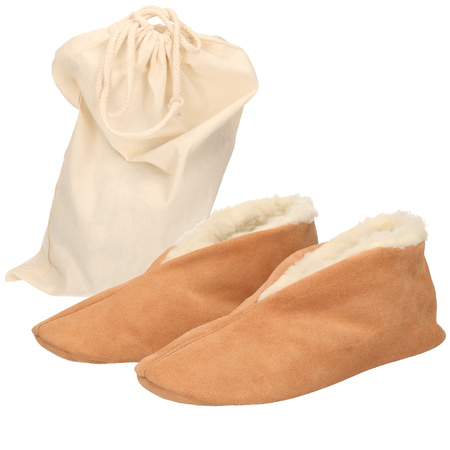 Beige Spanish slippers of genuine leather / suede for women / men size 47 with storage bag