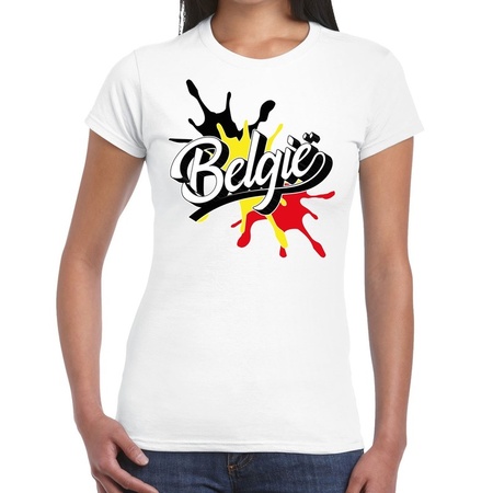 Belgie t-shirt spetter wit voor dames 