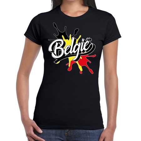 Belgie t-shirt spetter zwart voor dames 