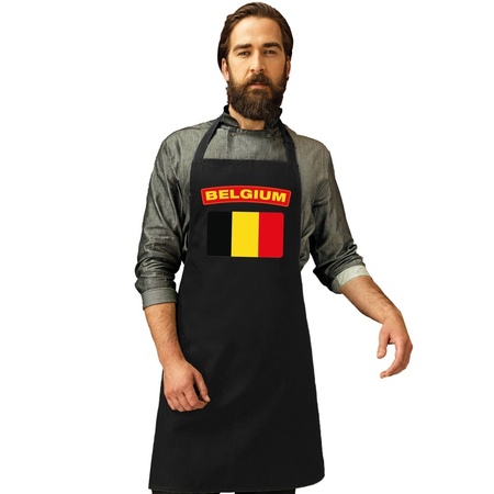 Belgie vlag barbecueschort/ keukenschort zwart volwassenen