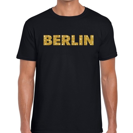 Berlin gold glitter t-shirt black men
