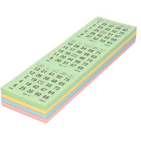 100x Bingokaarten nummers 1-75 inclusief 3x bingostiften