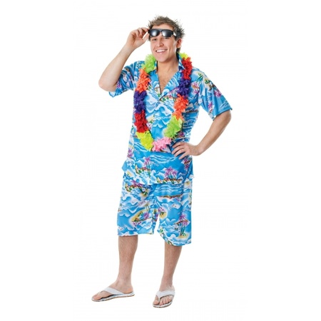 Toppers - Blauw Hawaii pak voor heren
