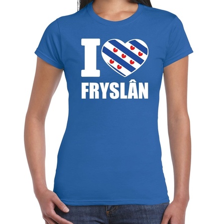 Blauw I love Fryslan t-shirt dames