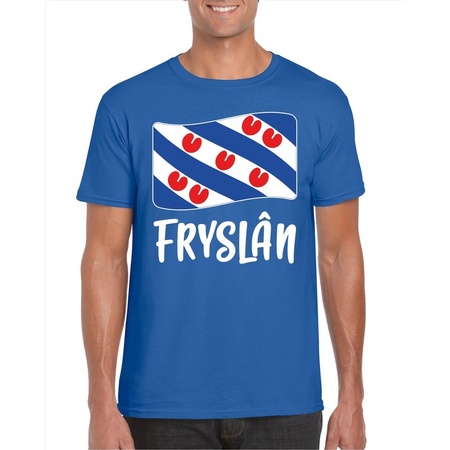 Blauw t-shirt Fryslan / Friesland vlag heren