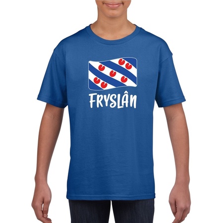 Blauw t-shirt Fryslan / Friesland vlag kinderen