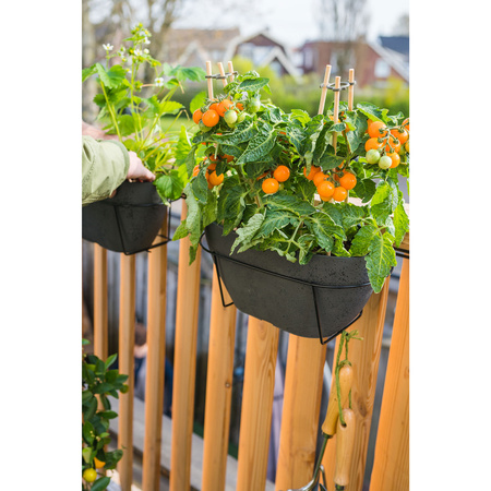 Flowerpot/plantpot balcony plastic/stone powder dark grey D55 x 16 and H16 cm