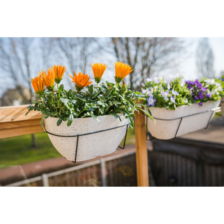 Bloempot/plantenpot balkonbak van gerecycled kunststof wit D36 x 16 en H16 cm