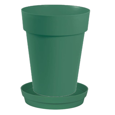Flowerpot plastic dark green D44 x H53 cm with bowl D35 cm