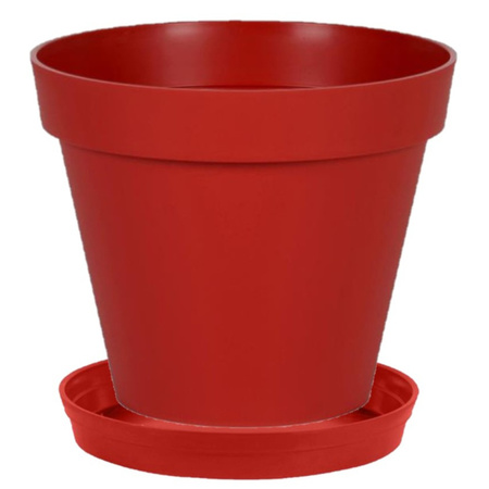 Flowerpot plastic red D40 x H32 cm with bowl D35 cm