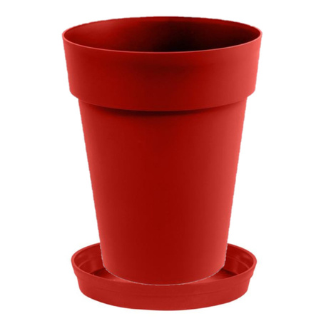 Flowerpot plastic red D44 x H53 cm with bowl D35 cm