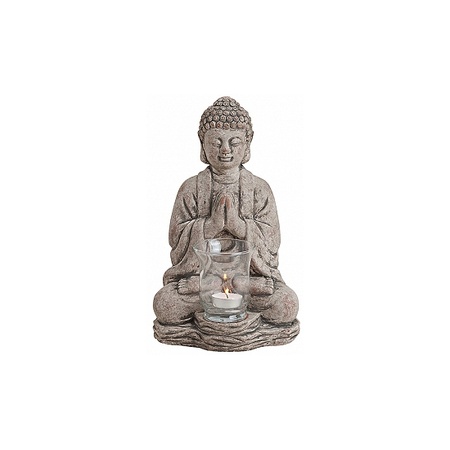 Buddha statue tealight holder grey 30 cm