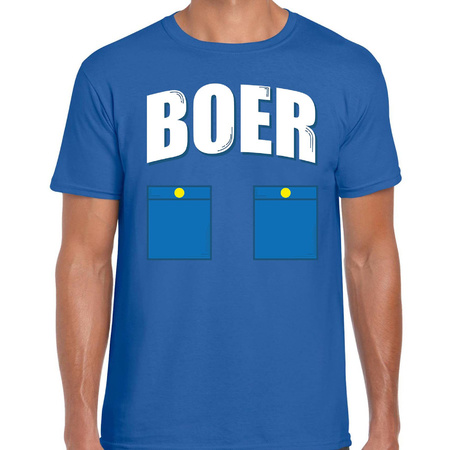 Boer verkleed t-shirt blauw voor heren